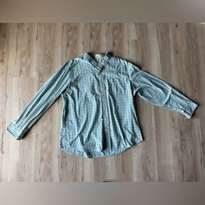 Dockers Men’s Teal, White, & Tan Plaid Button Up Shirt Size XL